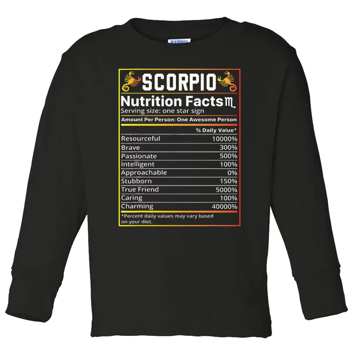 Scorpio Nutrition Facts teeZodiac Horoscope Toddler Long Sleeve Shirt