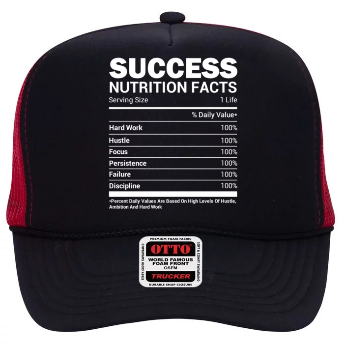 Success Nutrition Facts Funny Entrepreneur Motivation Gift High Crown Mesh Trucker Hat