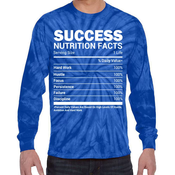 Success Nutrition Facts Funny Entrepreneur Motivation Gift Tie-Dye Long Sleeve Shirt