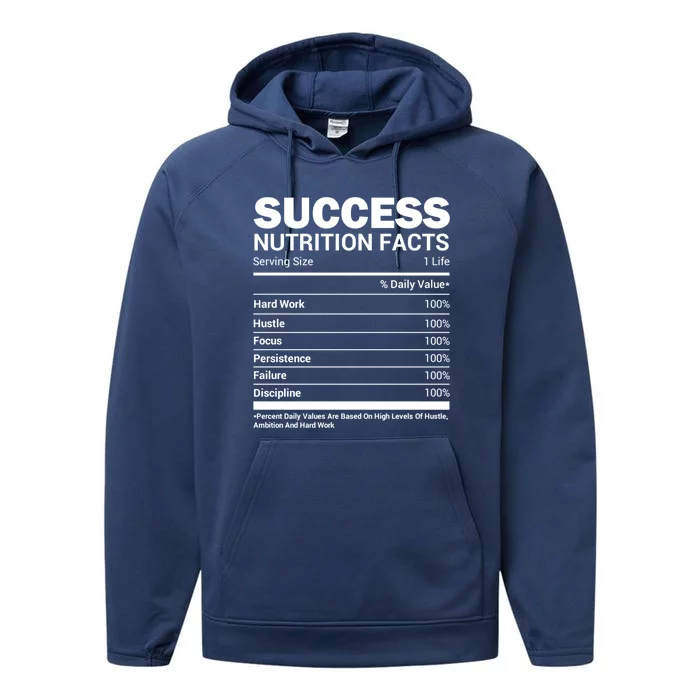 Success Nutrition Facts Funny Entrepreneur Motivation Gift Performance Fleece Hoodie