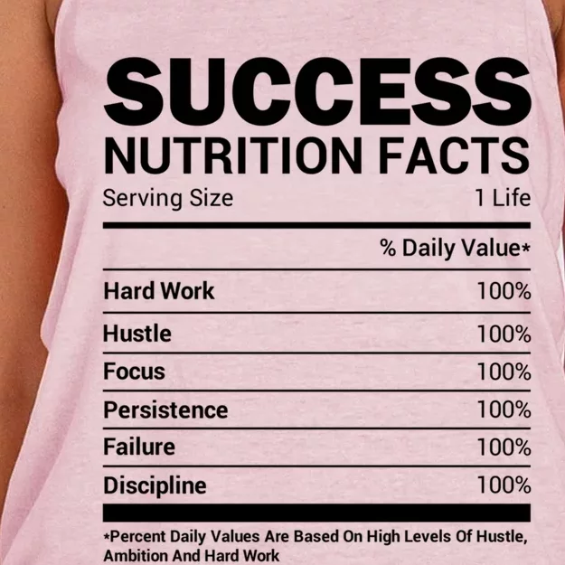 Success Nutrition Facts Funny Entrepreneur Motivation Gift Women's Knotted Racerback Tank