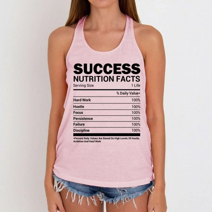 Success Nutrition Facts Funny Entrepreneur Motivation Gift Women's Knotted Racerback Tank