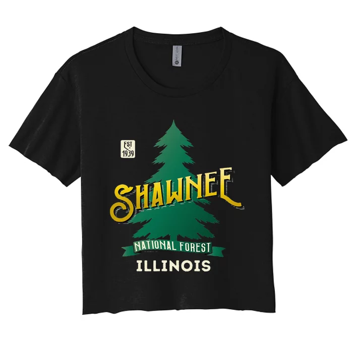 Shawnee National Forest Retro Logo Illinois Women's Crop Top Tee