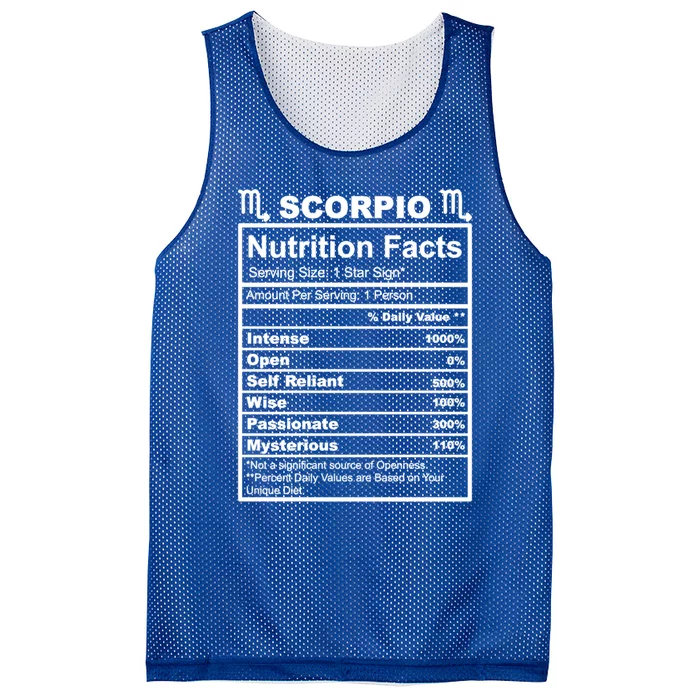 Scorpio Nutrition Facts Gift Mesh Reversible Basketball Jersey Tank