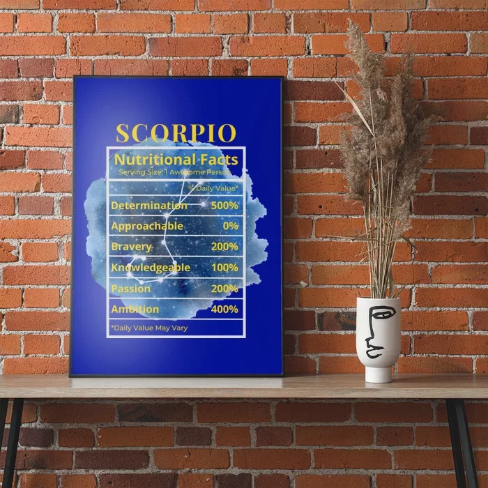 Scorpio Nutritional Facts Funny Astrology Zodiac Star Sign Gift Poster