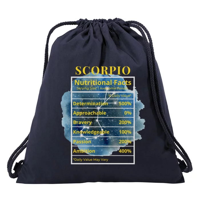 Scorpio Nutritional Facts Funny Astrology Zodiac Star Sign Gift Drawstring Bag