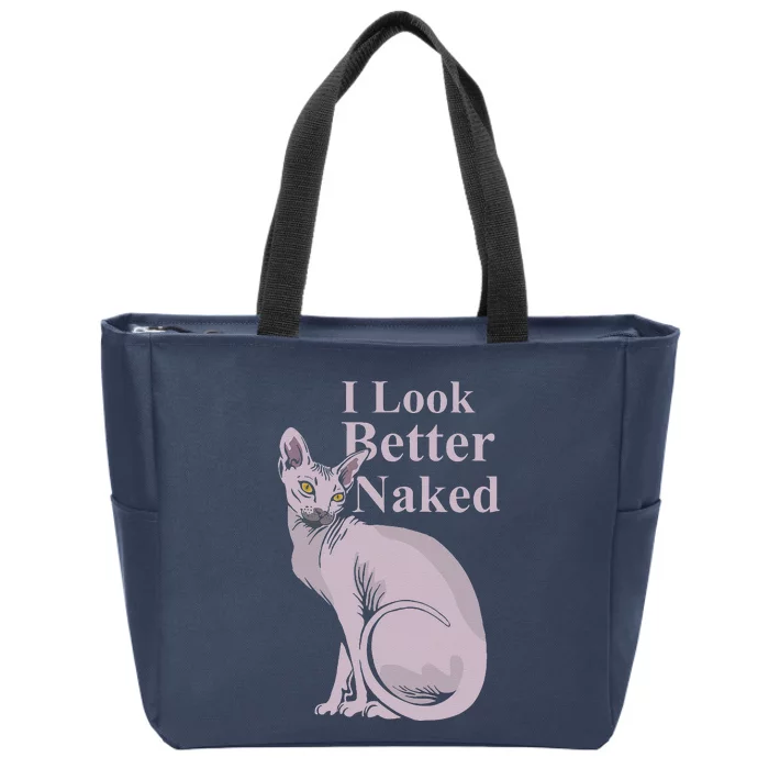 Sphynx Naked Funny Cat Kitten Gift Zip Tote Bag