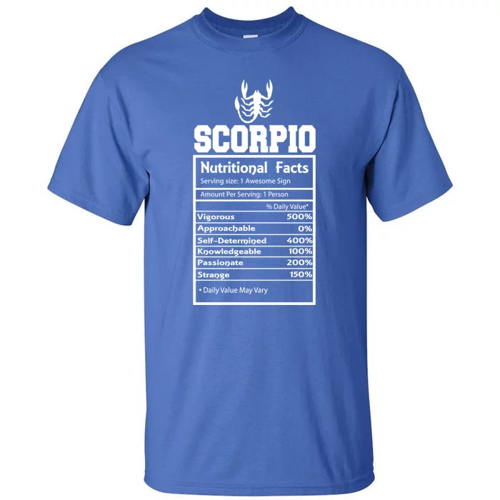 Scorpio Nutritional Facts Horoscope Zodiac Astrology Sign Gift Tall T-Shirt