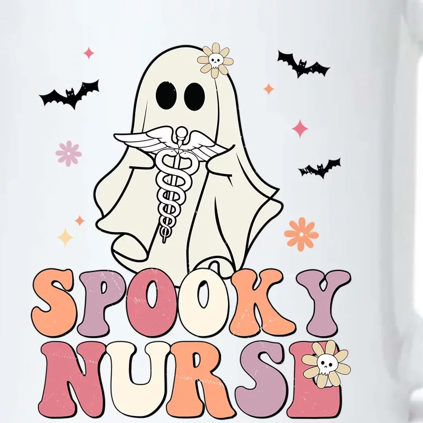 Spooky Nurse Ghost Halloween Groovy Retro Boo Boo Crew Nurse Funny Gift Black Color Changing Mug