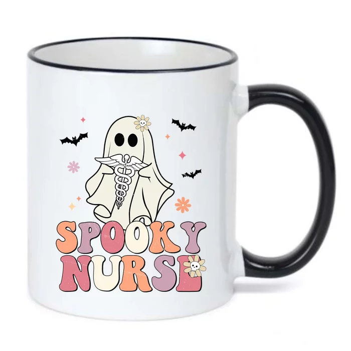 Spooky Nurse Ghost Halloween Groovy Retro Boo Boo Crew Nurse Funny Gift Black Color Changing Mug