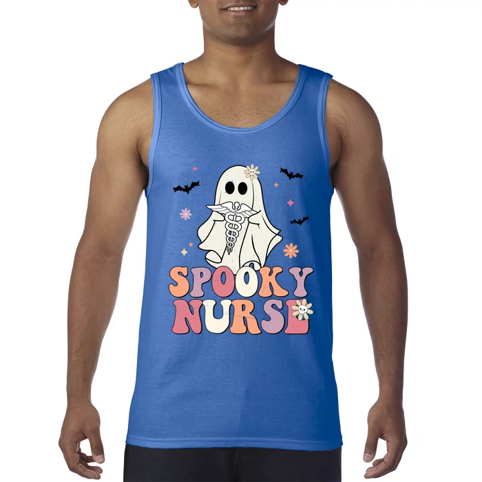 Spooky Nurse Ghost Halloween Groovy Retro Boo Boo Crew Nurse Funny Gift Tank Top