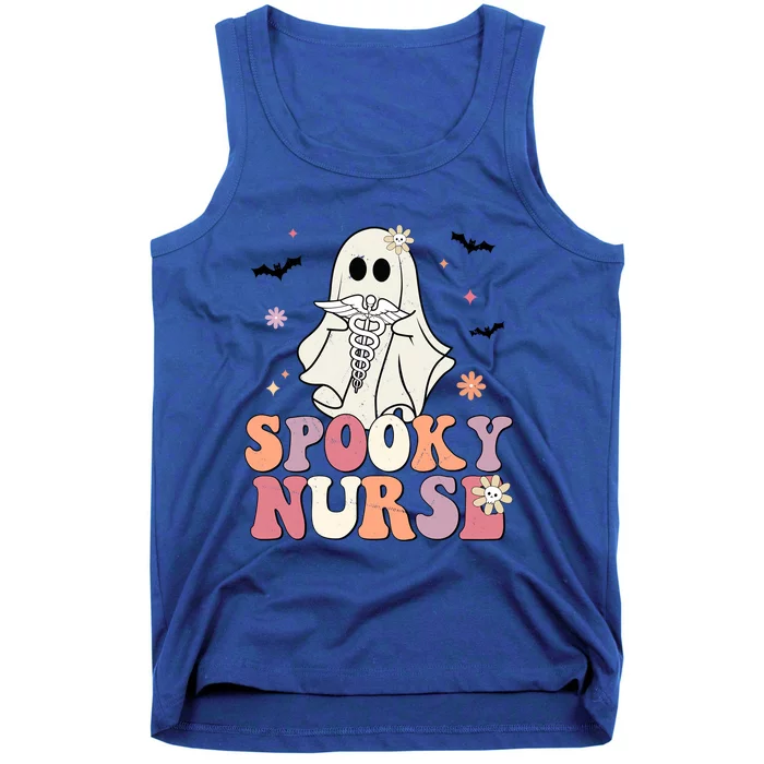 Spooky Nurse Ghost Halloween Groovy Retro Boo Boo Crew Nurse Funny Gift Tank Top