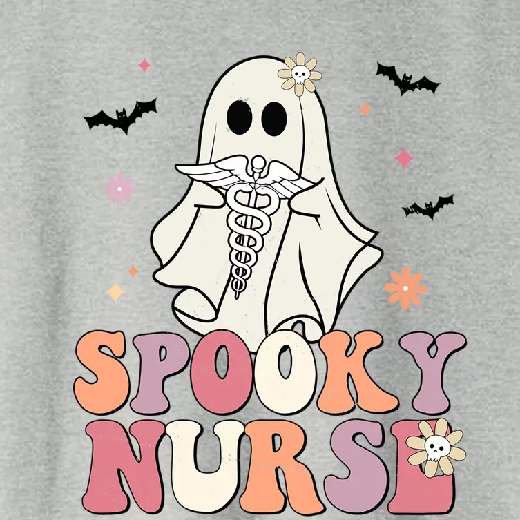 Spooky Nurse Ghost Halloween Groovy Retro Boo Boo Crew Nurse Funny Gift Women's Crop Top Tee