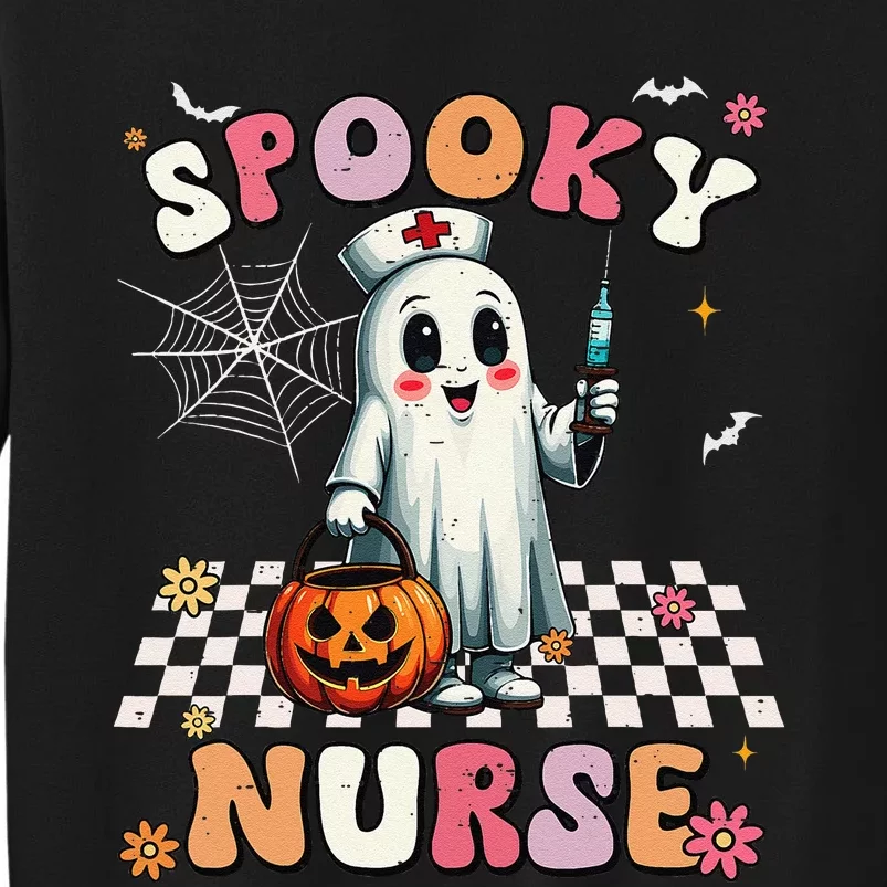 Spooky Nurse Ghost Halloween Cute Groovy Nursing Halloween Gift Sweatshirt