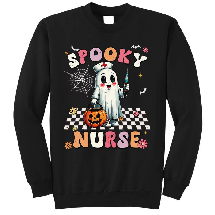 Spooky Nurse Ghost Halloween Cute Groovy Nursing Halloween Gift Sweatshirt