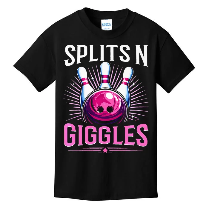 Splits N Giggles Funny Bowling Team Bowler Sports Player Kids T-Shirt