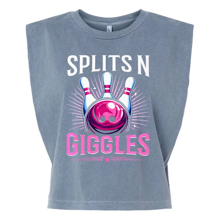 Splits N Giggles Funny Bowling Team Bowler Sports Player Garment-Dyed Women's Muscle Tee