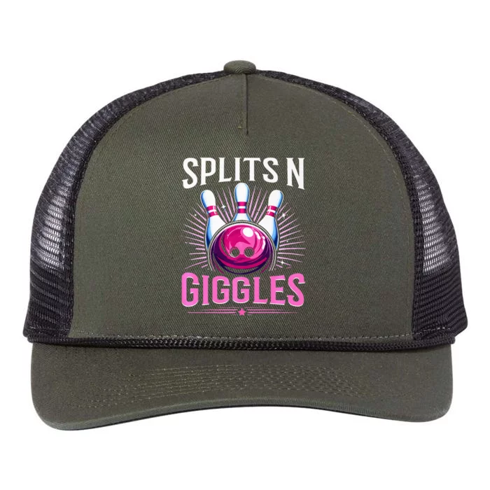 Splits N Giggles Funny Bowling Team Bowler Sports Player Retro Rope Trucker Hat Cap