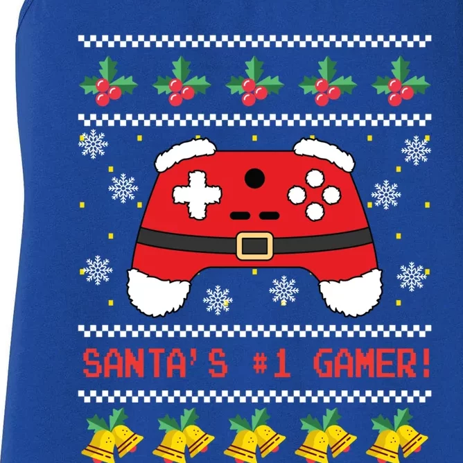 SantaS N1 Gamer Santa Claus Controller Xmas Video Gamer Cute Gift Women's Racerback Tank