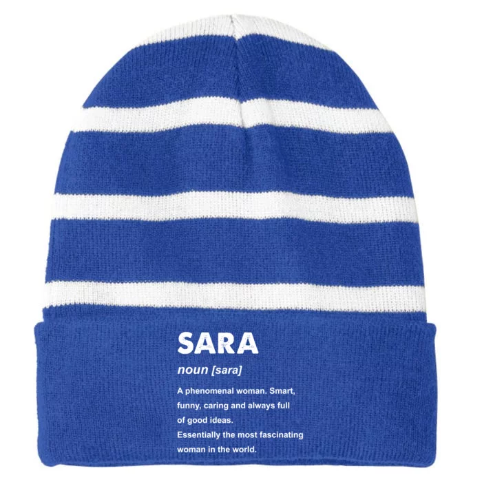 Sara Name Gift Striped Beanie with Solid Band