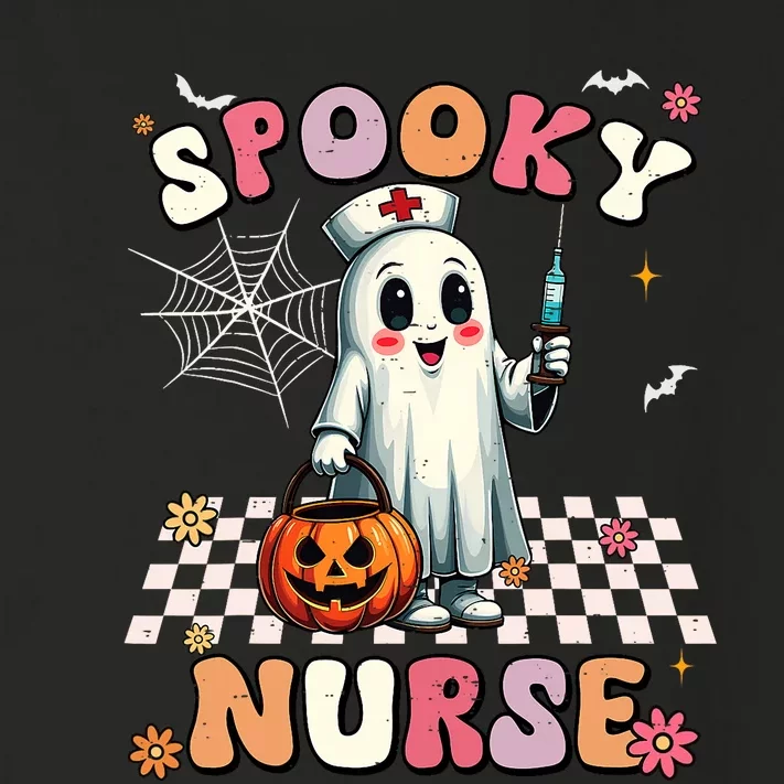 Spooky Nurse Ghost Halloween Cute Groovy Nursing Halloween Toddler Long Sleeve Shirt