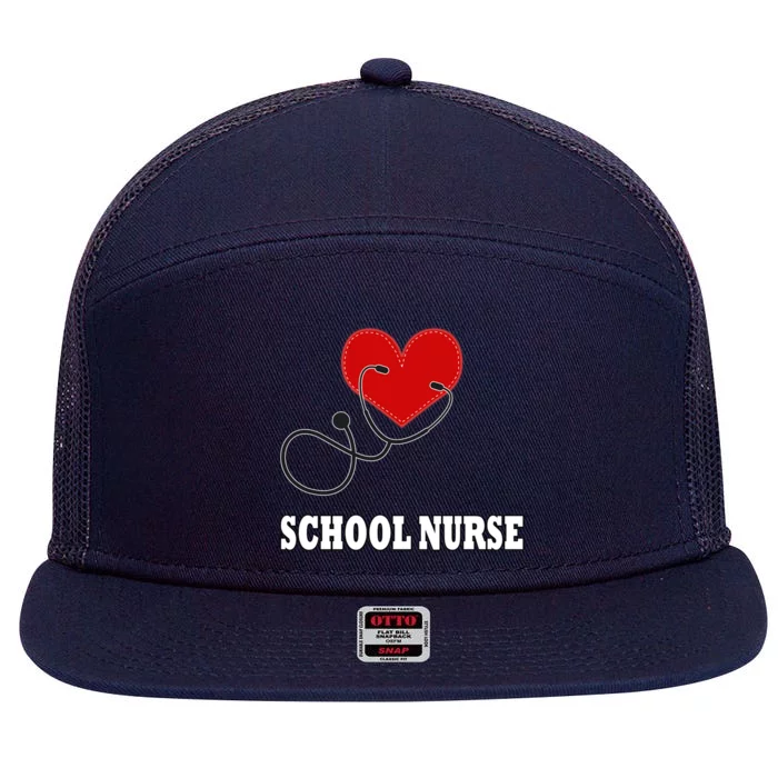 School Nurse Great Gift 7 Panel Mesh Trucker Snapback Hat