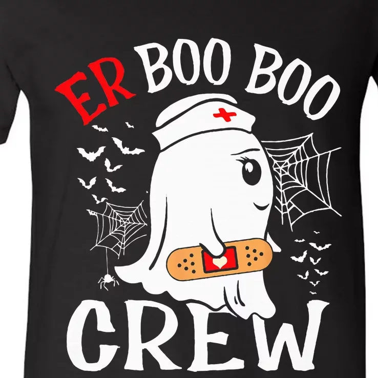 Spooky Nurse Ghost Crew - Halloween ER Costume V-Neck T-Shirt