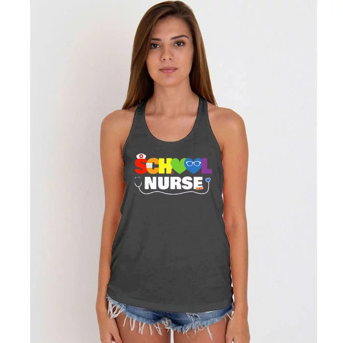 School Nurse Gift Registered Nurse Back To School Nursing Women's Knotted Racerback Tank