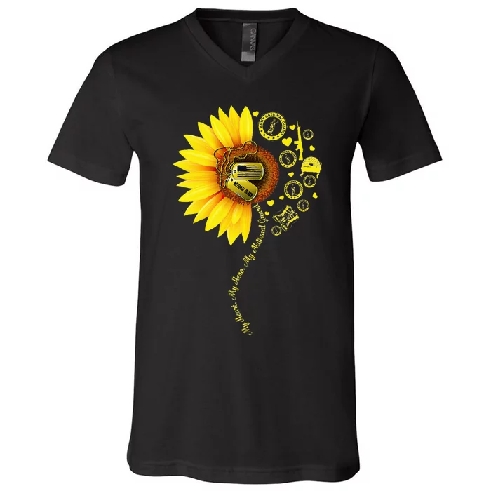 Sunflower National Guard Mom National Guard Graduation Mom V-Neck T-Shirt