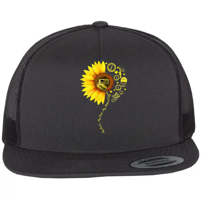 Sunflower National Guard Mom National Guard Graduation Mom Flat Bill Trucker Hat