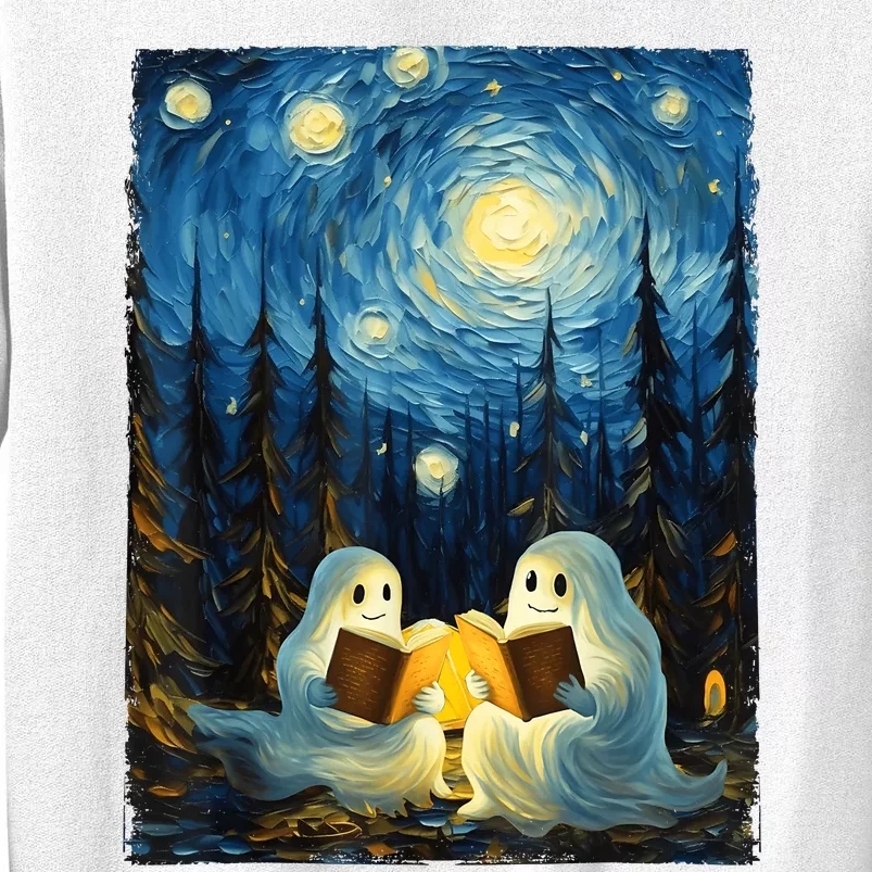 Starry Night Ghost Book Reading Camping Halloween Van Gogh Sweatshirt