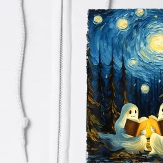 Starry Night Ghost Book Reading Camping Halloween Van Gogh Full Zip Hoodie