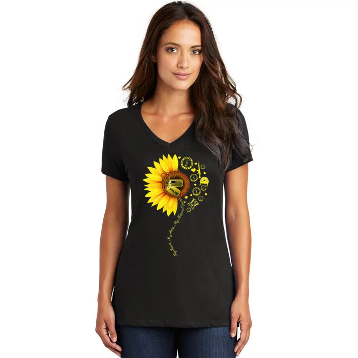 Sunflower National Guard Mom National Guard Graduation Mom Women's V-Neck T-Shirt