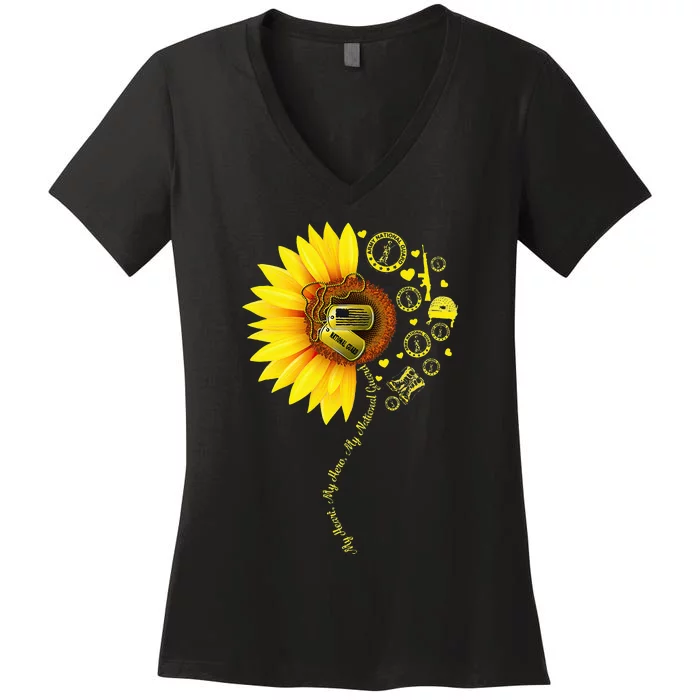 Sunflower National Guard Mom National Guard Graduation Mom Women's V-Neck T-Shirt