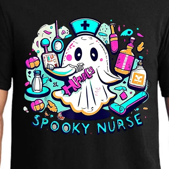 Spooky Nurse Ghost Retro Halloween Funny Gift Pajama Set