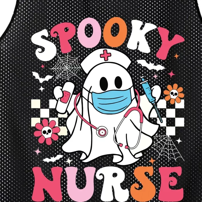 Spooky Nurse Ghost Halloween Cute Groovy Nursing Halloween Mesh Reversible Basketball Jersey Tank