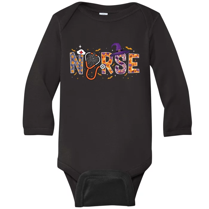 Spooky Nurse Halloween Graphic Baby Long Sleeve Bodysuit