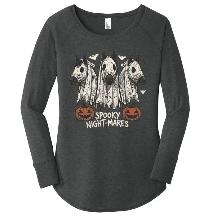 Spooky Nightmares Halloween Horse Ghost Funny Spooky Season Women's Perfect Tri Tunic Long Sleeve Shirt