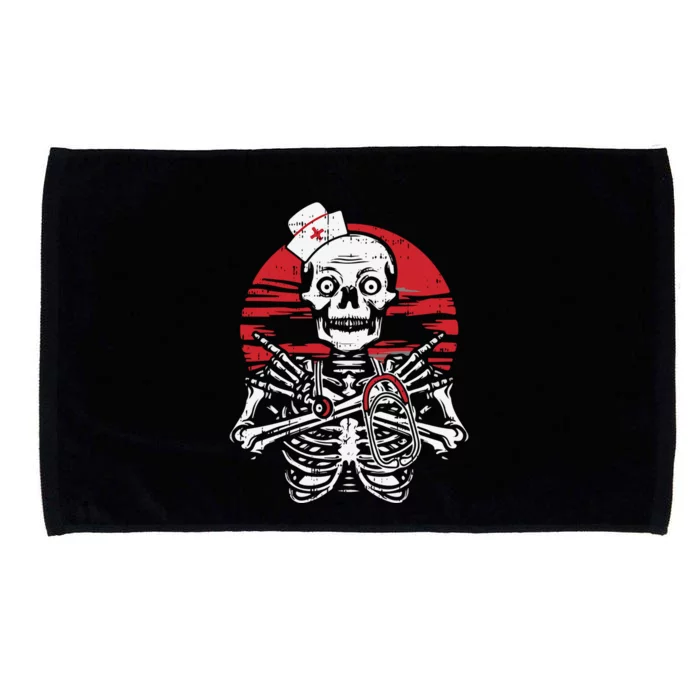 Skeleton Nurse Halloween Costume Funny Retro Skull Cool Gift Microfiber Hand Towel