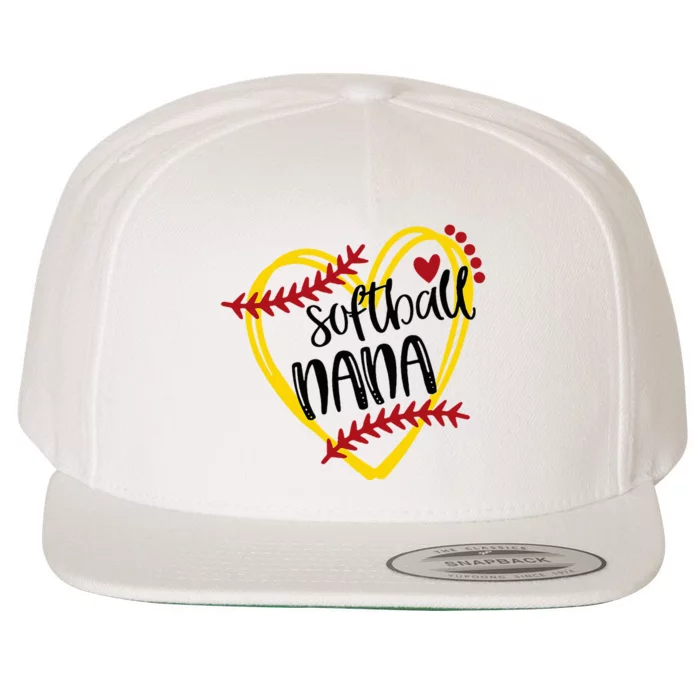 Softball Nana Heart Wool Snapback Cap