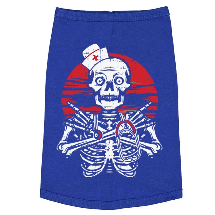 Skeleton Nurse Halloween Costume Funny Retro Skull Gift Doggie Tank