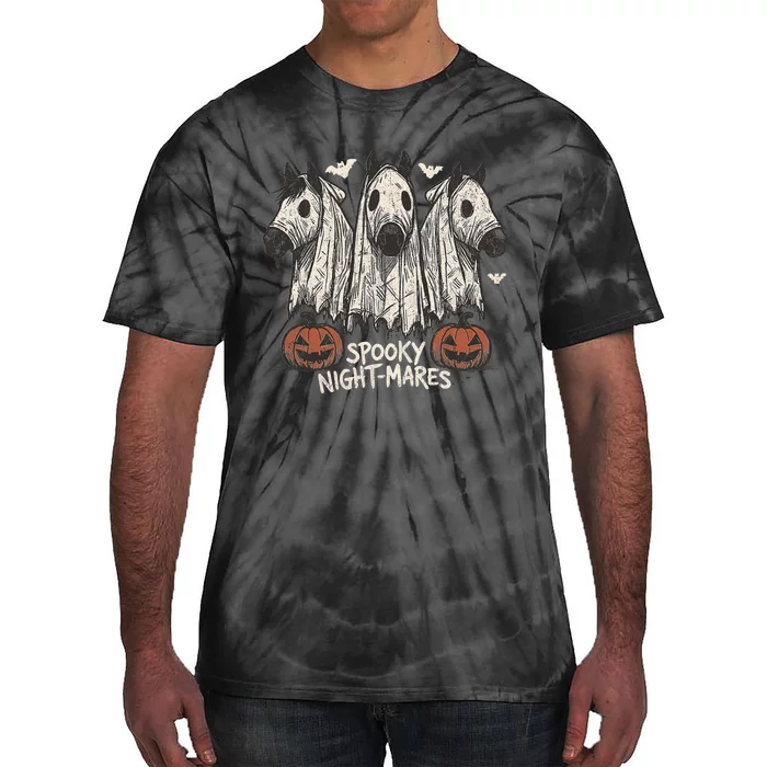 Spooky Nightmares Halloween Horse Ghost Funny Spooky Season Tie-Dye T-Shirt