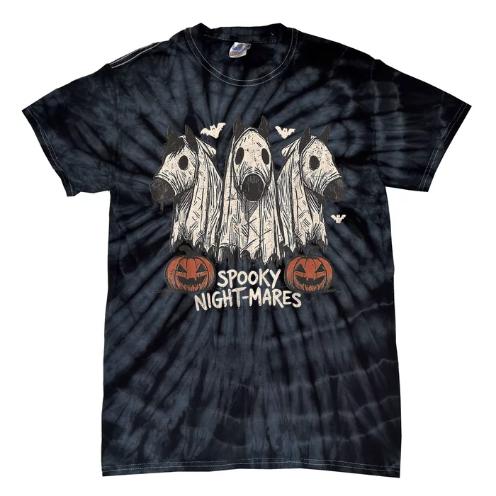 Spooky Nightmares Halloween Horse Ghost Funny Spooky Season Tie-Dye T-Shirt