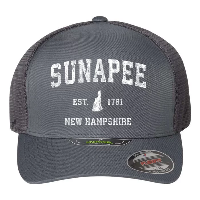 Sunapee New Hampshire Nh Vintage Established Athletic Sports Design Flexfit Unipanel Trucker Cap