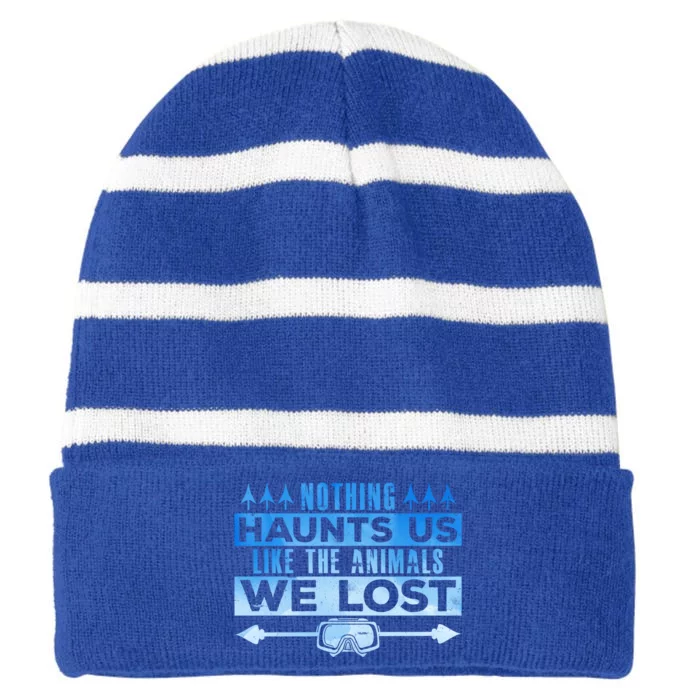 Spearfishing Nothing Haunts Us Dive Fish Hunting Harpoon Gift Striped Beanie with Solid Band