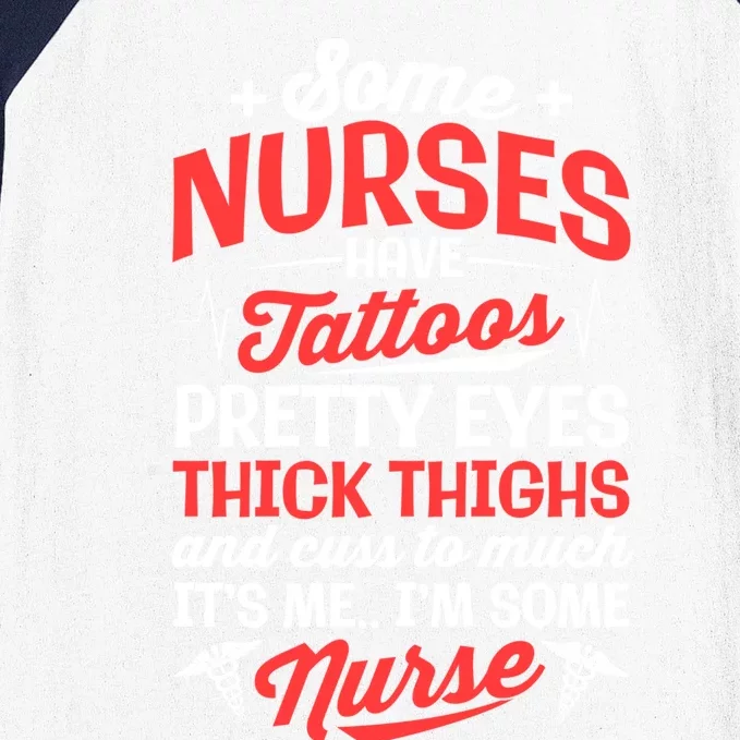 Some Nurse Have Tattoos Nursing Funny Rn Lpn Cna Gift Baseball Sleeve Shirt