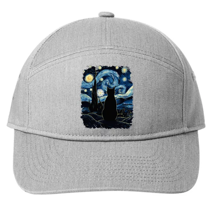 Starry Night Inspired Cat Gifts Funny Cat 7-Panel Snapback Hat