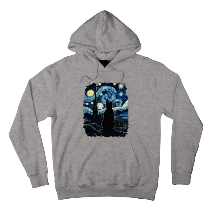 Starry Night Inspired Cat Gifts Funny Cat Tall Hoodie