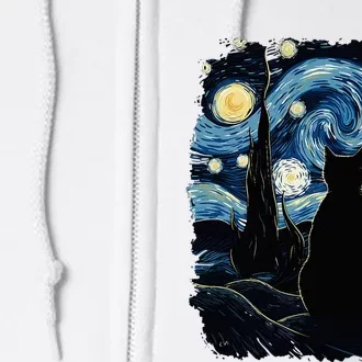 Starry Night Inspired Cat Gifts Funny Cat Full Zip Hoodie