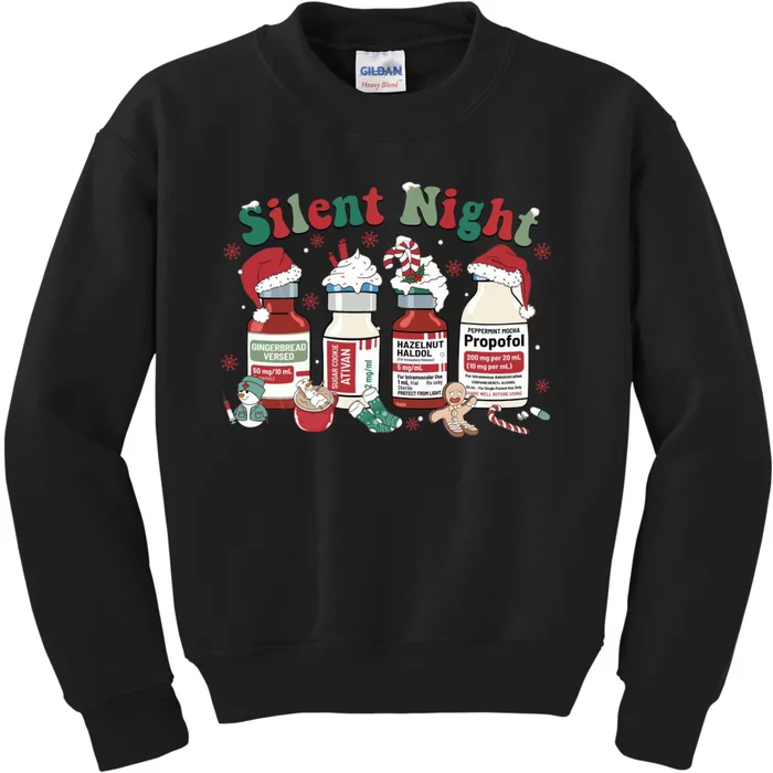 Retro Silent Night ICU Nurse Christmas Intensive Care Unit 1 Kids Sweatshirt